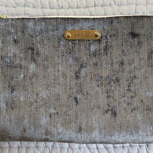 "Ashley" blue-grey velvet zipper pouch / bag